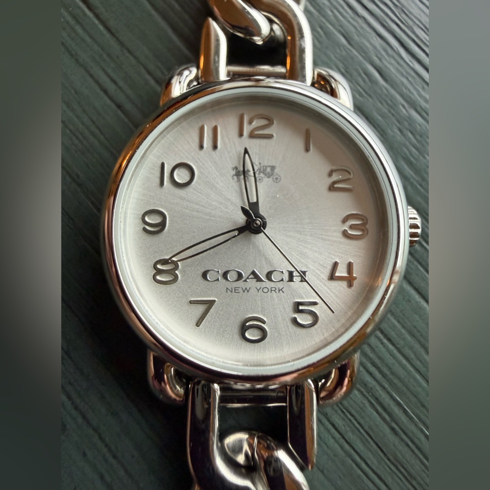 Coach Silver Watch with Cuban Chain
